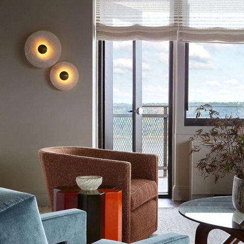 Round Alabaster LED Wall Light
