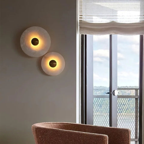 Round Alabaster LED Wall Light