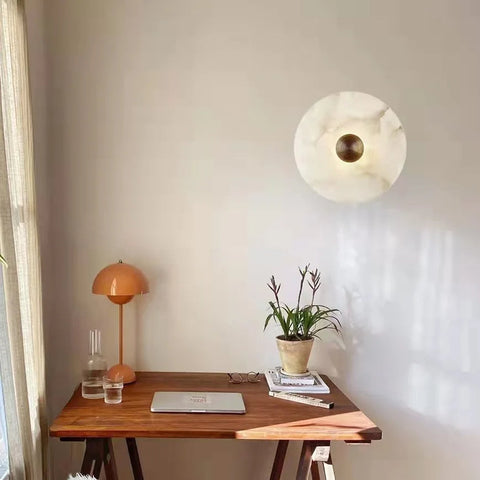 Round Alabaster LED Wall Light