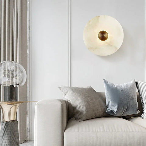 Round Alabaster LED Wall Light