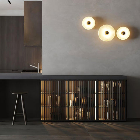 Round Alabaster LED Wall Light
