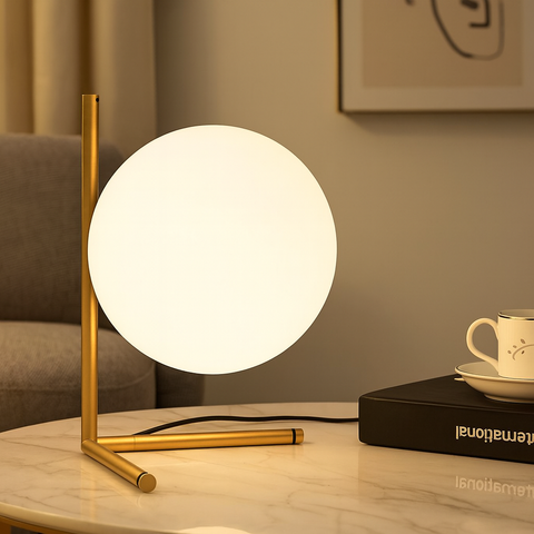 Bedside Reading Light with Glass Globe Shade