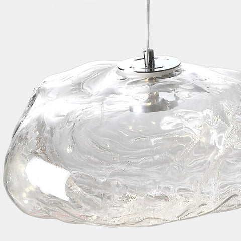 Cloud-Shape Glass Pendant Light with Rippled Shade