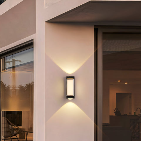 Rectangular LED Outdoor Wall Light with Up-and-Down Glow for Patios