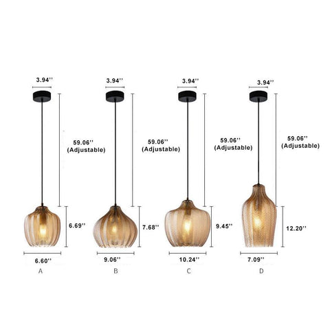 Wavy Glass Pendant Light with Textured Barrel Shade