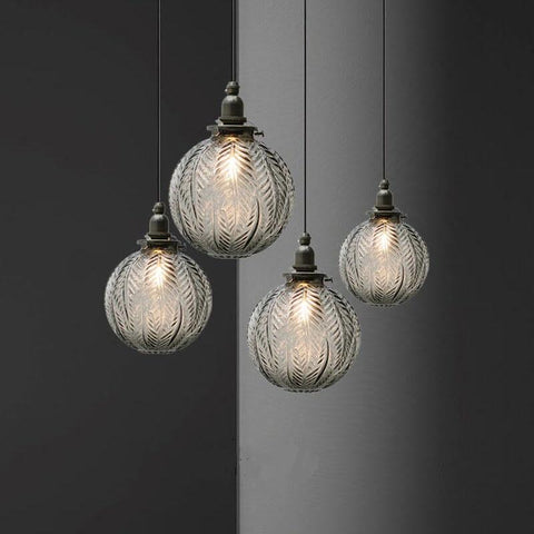 Lotus Textured Glass Globe Pendant Light