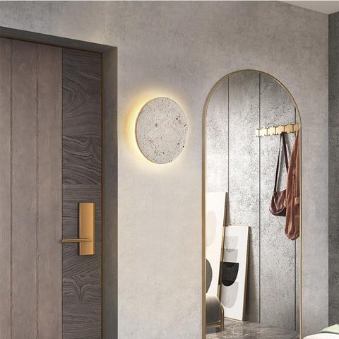 Wall Light with Round Travertine Shade