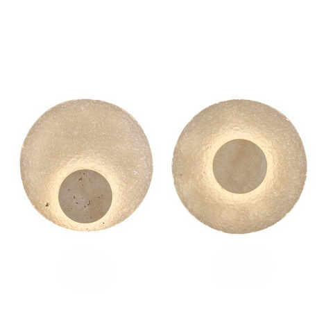 Modern Round Acrylic and Travertine LED Wall Lamp with Warm or Three-Color Lighting