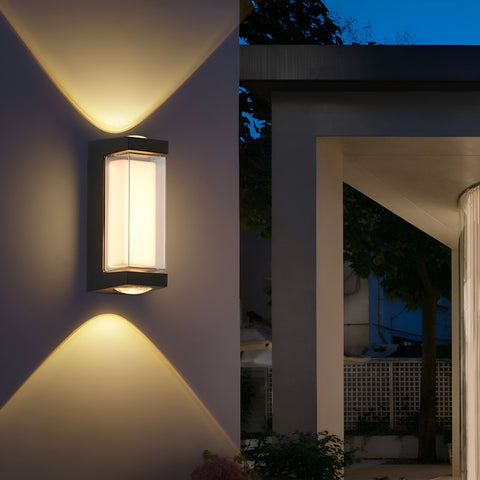 Rectangular LED Outdoor Wall Light with Up-and-Down Glow for Patios