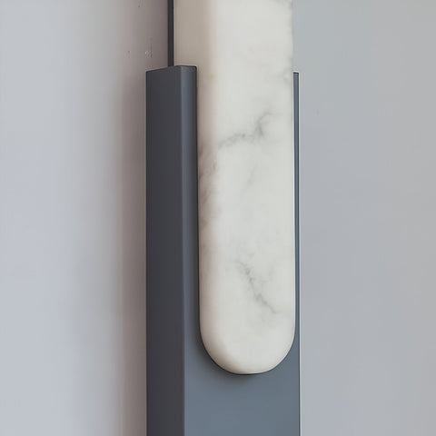 Modern Alabaster LED Wall Lamp with Gold Metal Frame, Minimalist Hardwired Sconce for Bedroom and Hallway