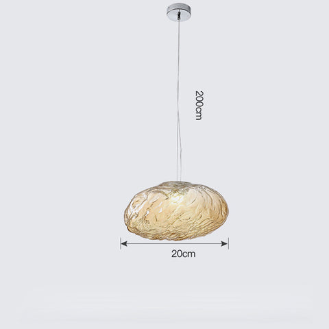 Cloud-Shape Glass Pendant Light with Rippled Shade