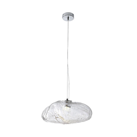 Cloud-Shape Glass Pendant Light with Rippled Shade
