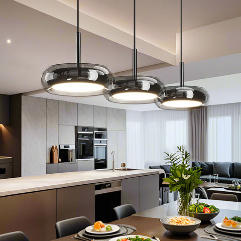 Three-Light Glass Pendant for Kitchen Islands