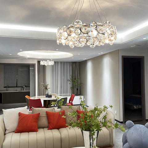 Glass Bubble Chandelier with Stainless Steel Frame