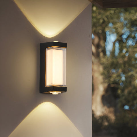 Rectangular LED Outdoor Wall Light with Up-and-Down Glow for Patios