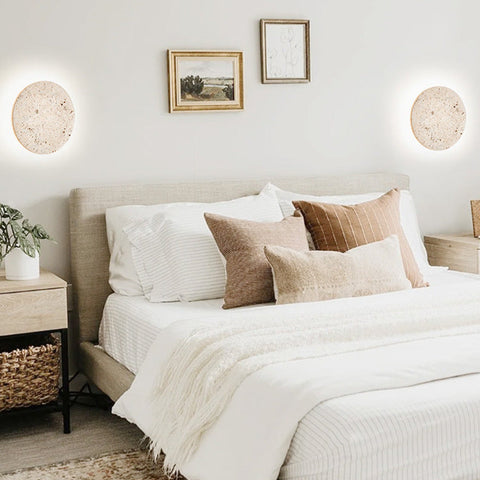Wall Light with Round Travertine Shade