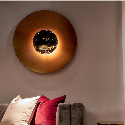 Round Iron LED Wall Lamp with Modern Minimalist Design and Multiple Size Options