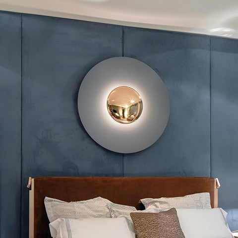Round Iron LED Wall Lamp with Modern Minimalist Design and Multiple Size Options