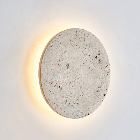 Wall Light with Round Travertine Shade