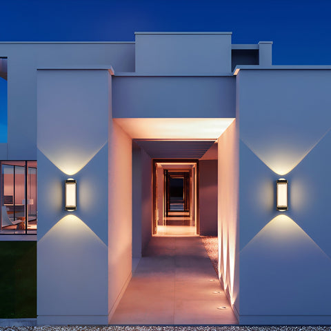 Rectangular LED Outdoor Wall Light with Up-and-Down Glow for Patios