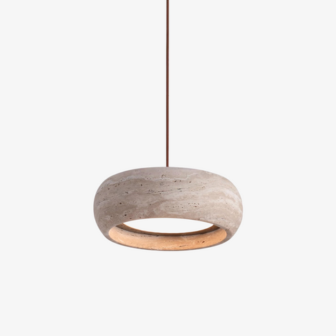 Travertine Ring Pendant Light with Integrated Warm LED
