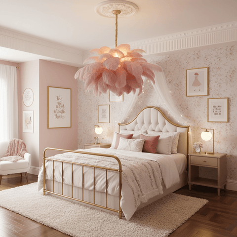 Ostrich Feather Chandelier with Layered Plume Shade