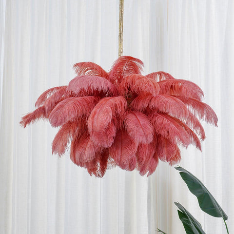 Ostrich Feather Chandelier with Layered Plume Shade