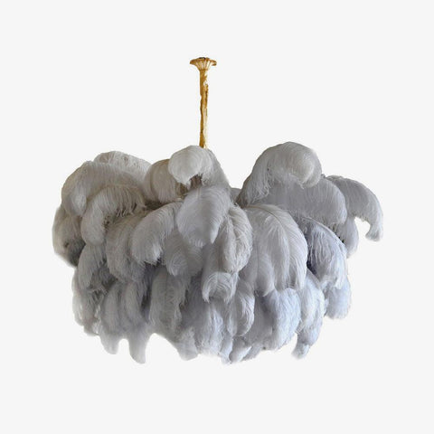 Ostrich Feather Chandelier with Layered Plume Shade