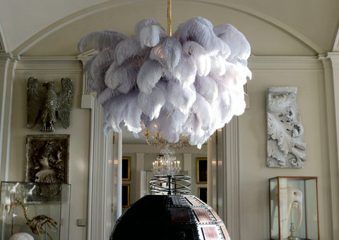 Ostrich Feather Chandelier with Layered Plume Shade
