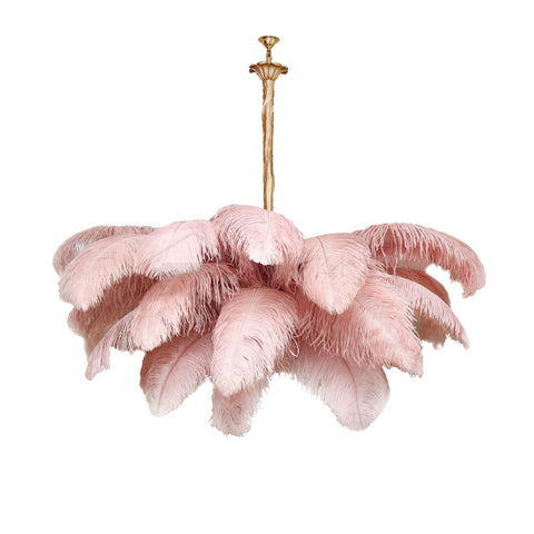 Ostrich Feather Chandelier with Layered Plume Shade