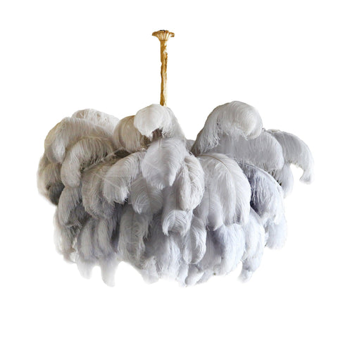 Ostrich Feather Chandelier with Layered Plume Shade