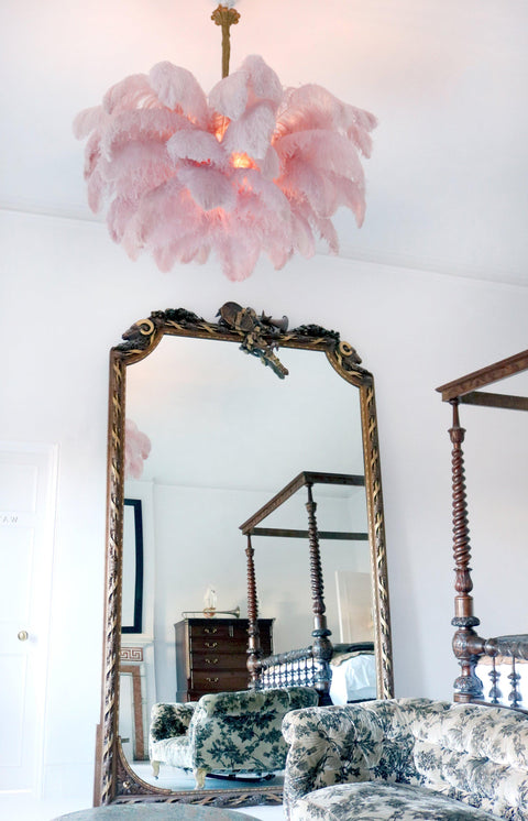 Ostrich Feather Chandelier with Layered Plume Shade