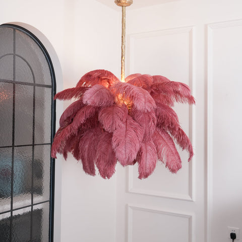 Ostrich Feather Chandelier with Layered Plume Shade