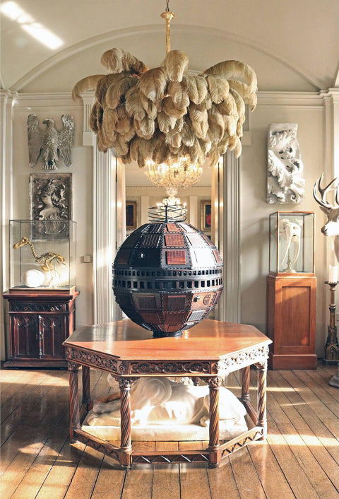 Ostrich Feather Chandelier with Layered Plume Shade