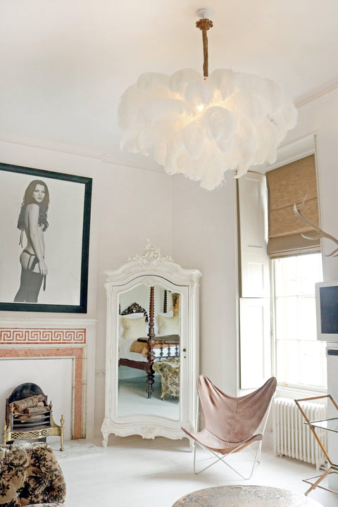 Ostrich Feather Chandelier with Layered Plume Shade