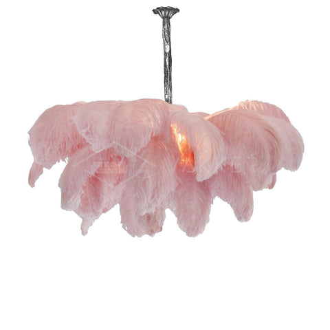 Ostrich Feather Chandelier with Layered Plume Shade