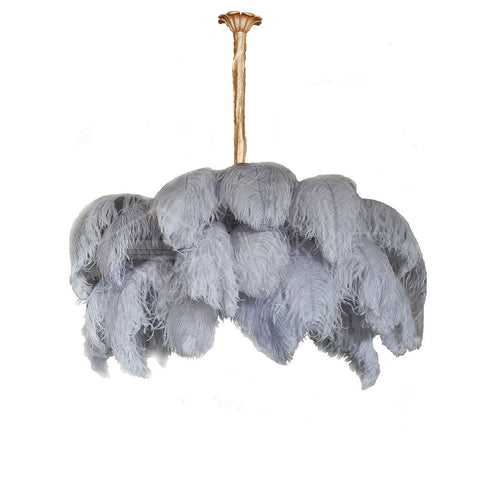 Ostrich Feather Chandelier with Layered Plume Shade