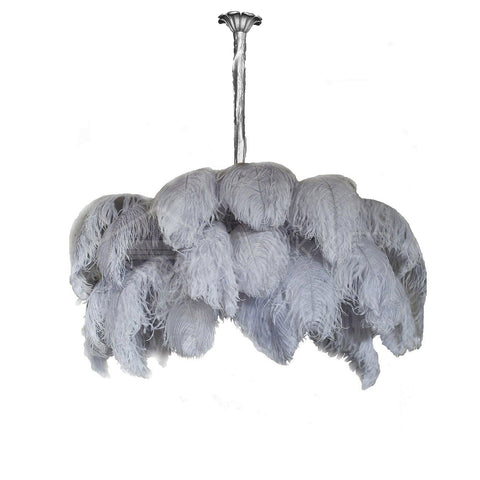 Ostrich Feather Chandelier with Layered Plume Shade