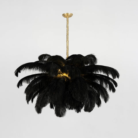 Ostrich Feather Chandelier with Layered Plume Shade