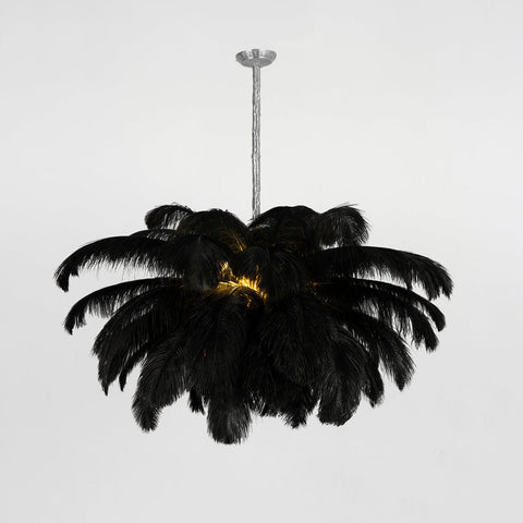 Ostrich Feather Chandelier with Layered Plume Shade