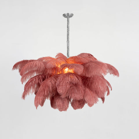 Ostrich Feather Chandelier with Layered Plume Shade