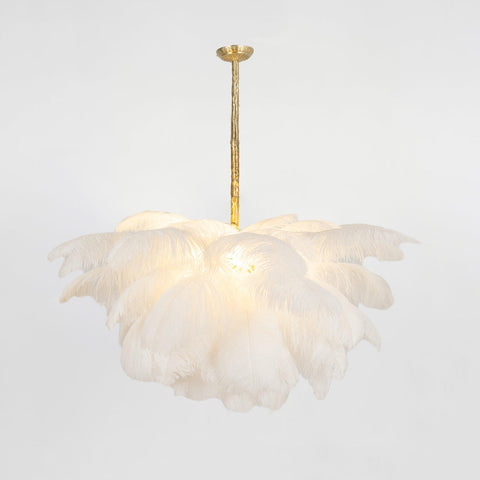 Ostrich Feather Chandelier with Layered Plume Shade