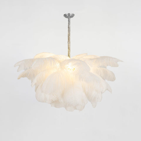 Ostrich Feather Chandelier with Layered Plume Shade