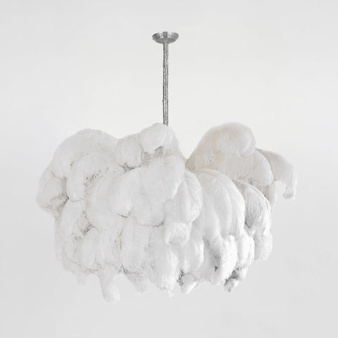 Ostrich Feather Chandelier with Layered Plume Shade