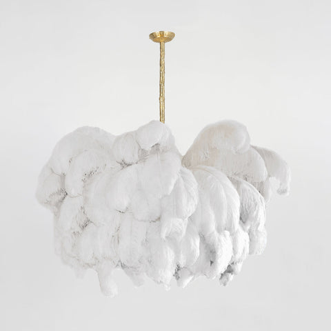 Ostrich Feather Chandelier with Layered Plume Shade