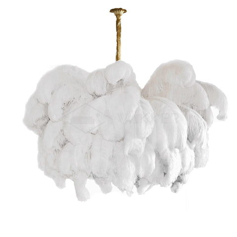 Ostrich Feather Chandelier with Layered Plume Shade