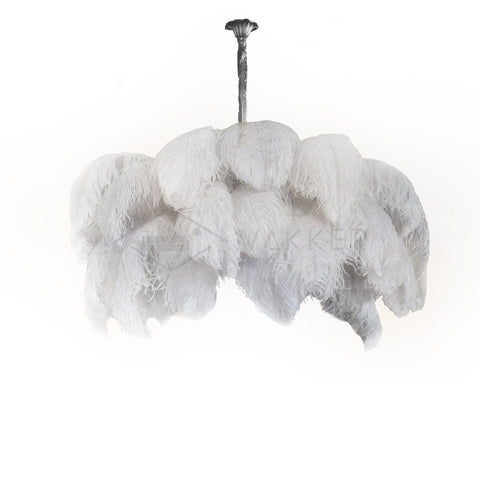 Ostrich Feather Chandelier with Layered Plume Shade