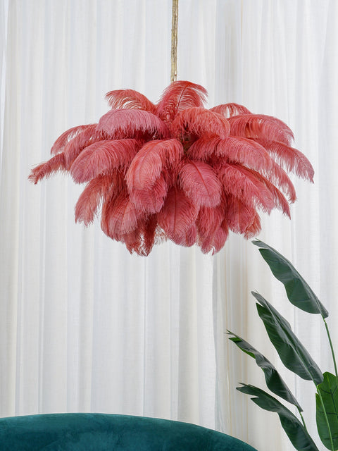 Ostrich Feather Chandelier with Layered Plume Shade