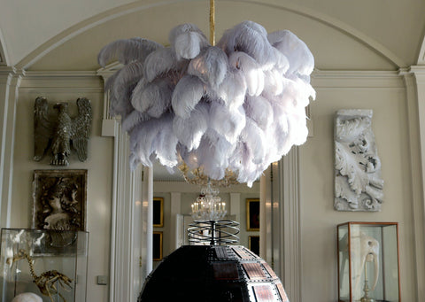 Ostrich Feather Chandelier with Layered Plume Shade