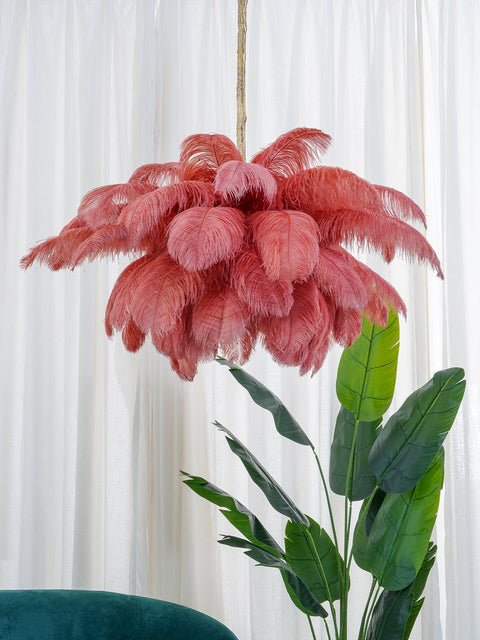 Ostrich Feather Chandelier with Layered Plume Shade
